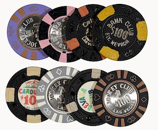 Eight Casino Gambling Chips.