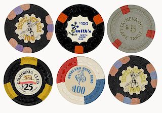 Six Casino Gambling Chips.