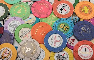 Lot of 36 Vintage Casino Roulette Chips.