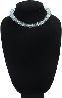 Aquamarine, Crystal Necklace,Sterling Clasp