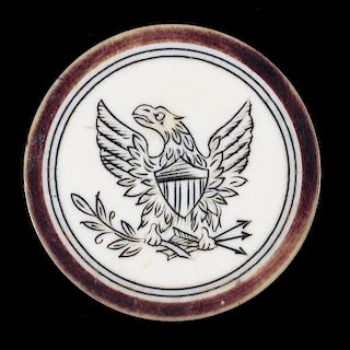 Eagle with Shield and Arrows Scrimshawed Ivory Poker Chip.