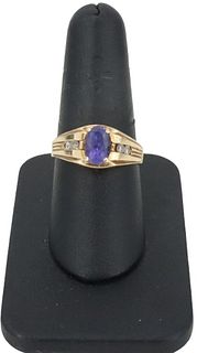 14K Purple Tanzanite Ring With Diamonds 5.7g