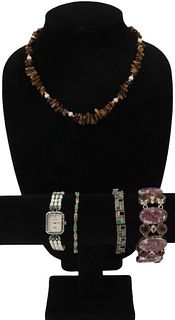 (5)14k Necklace,Sterling (3)Bracelets, 1 Watch