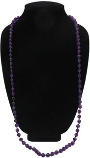 Amethyst Bead Necklace with 10K Gold Clasp