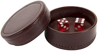 Mason & Co. Leather Chinese Dice Box with Dice.