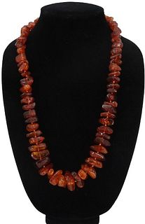 Polished Baltic Amber Beaded Necklace 13”