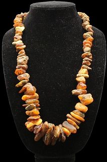Semi-Polished Rough Cut  Amber Necklace