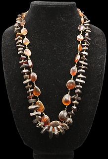 (2) Amber Necklaces, One Polished, One Semi-Polish