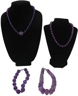 Set of 4 Beaded Amethyst Necklaces