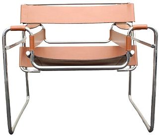 Knoll Wassily Chair Brown Leather & Chrome As Is