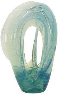 Unique Bill Slade Teal Glass Sculpture