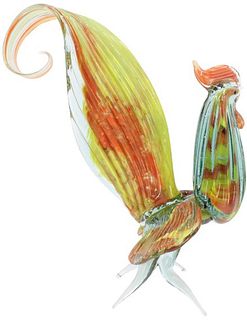 Elaborately Colorful Murano Style Glass Rooster