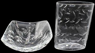 (2) Tiffany & Co. Glass Vase & Bowl
