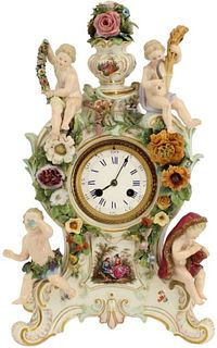19th Century Meissen Porcelain Figural Clock
