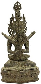 Antique Indian Thai Hindu Tantric Bronze Sculpture