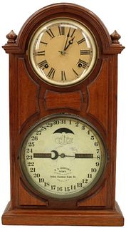 Ithaca Walnut Double Dial Calendar Clock
