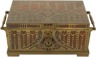 Brass Inlaid Rosewood Art Nouveau Box