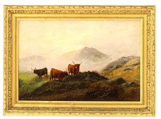 JD Liddell O/B (1859-1942) English Cow Landscape