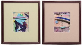 (2) Framed Frank Creaturo (NY) Abstract on Paper