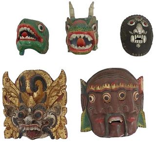 Collection of (5) Indonesian / Tibetan Masks
