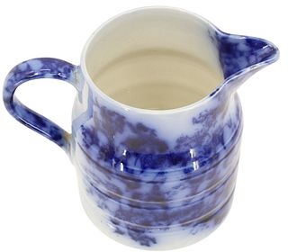 English Flow Blue  Porcelain Water Pitcher