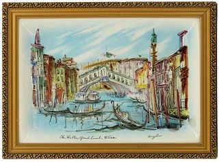 Framed Porcelain Plaque of the Grand Canal, Venice