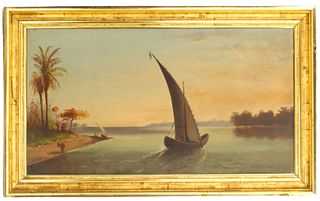 Tropical Nile River Landscape Painting Oil/Canvas