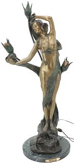 Art Nouveau Style Bronze Figural Lamp