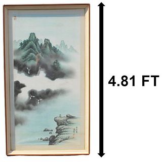 Large Vintage Vertical Signed Japanese Landscape