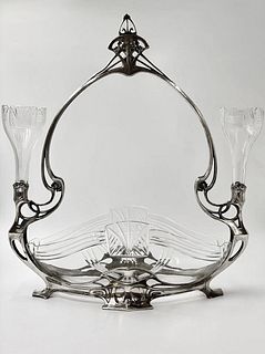 A French Silver Plated Baccarat Crystal Centerpiece