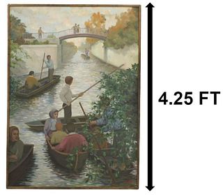 Vintage Scheh, Oil on Canvas of Georgetown Canal
