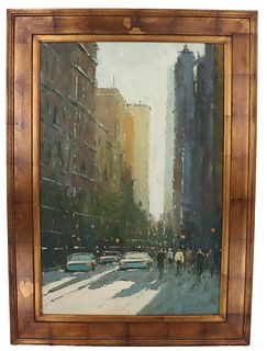 Oil on Canvas NY Impressionist Street Scene