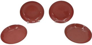 (4) Identical Chinese Ox-Blood Plates