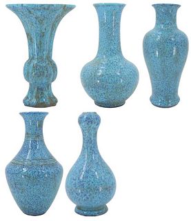 (5) Chinese Robin Egg Glaze Porcelain Vases
