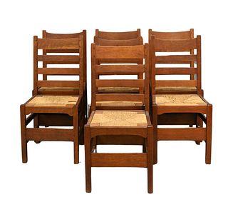 Gustav Stickley Set of Seven Side Chairs