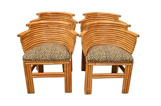 Set of Four Paul Frankl Rattan Dining Chairs
