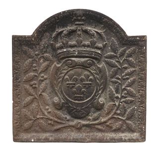 FRENCH CAST IRON ARMORIAL FIREBACK PANEL