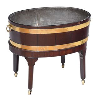 George III Brass Mounted Mahogany Cooler on Stand