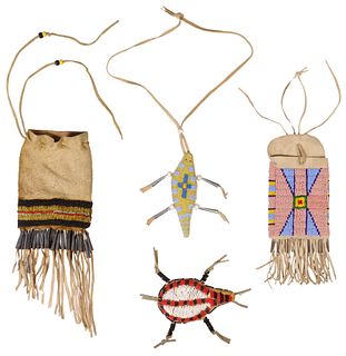 (4) NATIVE AMERICAN BAGS & FETISHES