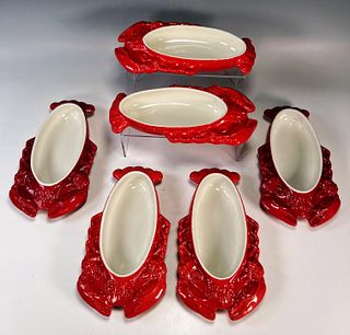 HALL LOBSTER CASSEROLE DISHES SET OF 6