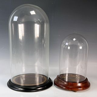 2 GLASS DOME DOLL DISPLAYS
