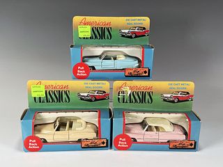 THREE AMERICAN CLASSICS DIE CAST CARS IN BOXES