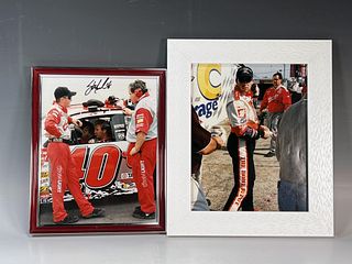 TWO NASCAR PHOTOS, ONE SIGNED