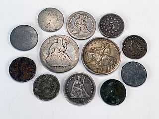 OLD COINS SEATED LIBERTY SHIELD NICKEL CIVIL WAR ERA 1800S