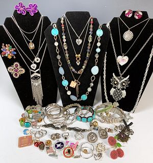 COLORFUL SILVER JEWELRY LOT