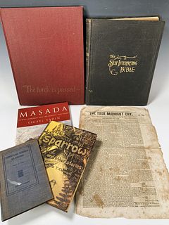 FIVE RELIGIOUS BOOKS AND 1844 NEWSPAPER ARTICLE