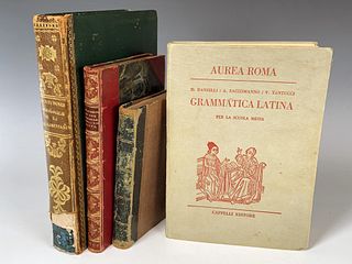 FOUR ANTIQUE/VINTAGE LATIN, ITALIAN AND ENGLISH BOOKS