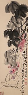 Attributed to Qi Baishi, Chinese Autumn Grapes Painting