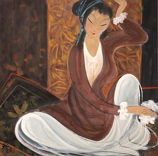 Attributed to Lin Fengmian, Chinese Spring Makeup Painting