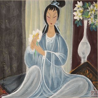 Attributed to Lin Fengmian, Chinese Girl Painting